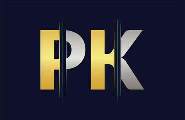 Abstract PK letter logo design template. Vector Logo Illustration.