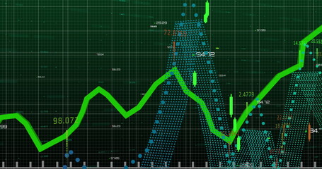 Image of line graph showing progress over graphs and changing numbers on grid pattern