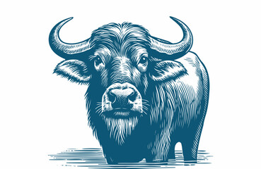 buffalo vintage illustration. isolated on white background