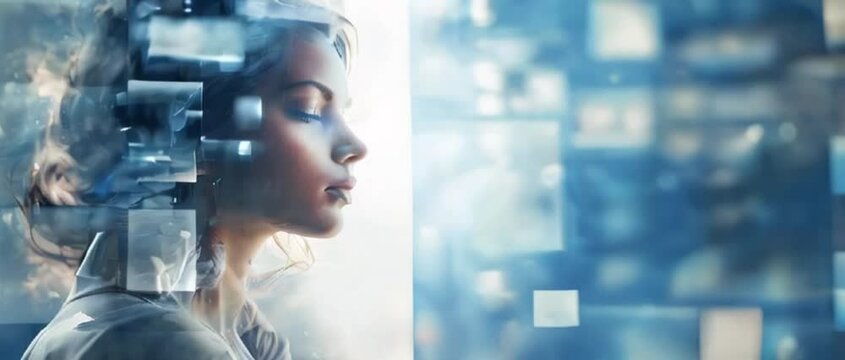 white and blue background overlay doble exposure for corporate
