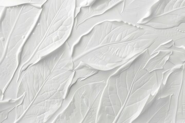 Obraz premium Closeup of white paint splatters on paper with leaves for artistic background design or creative project concept