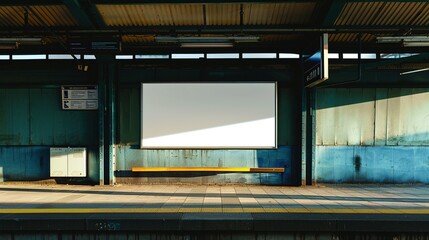 Blank Canvas Poster Hanging at a Railway Station