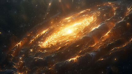 Prompt quasar shining brightly at the center of a distant galaxy surrounded by other celestial objects - Powered by Adobe