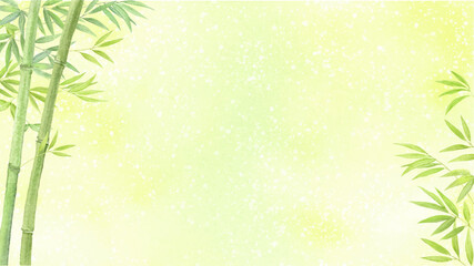 水彩で描いた竹の葉の背景