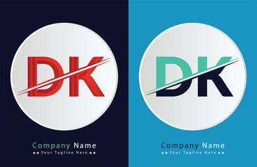 DK letter colorful logo in the circle. Vector Logo Illustration.