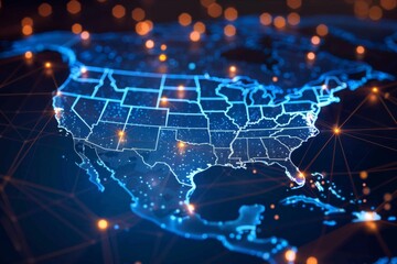 Digital map of america network connectivity created with generative ai