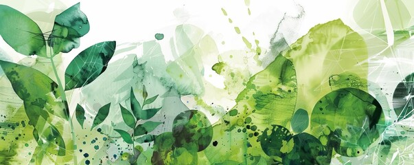 Fototapeta premium Experiment with different techniques to create a visually striking collage featuring green themes and elements related to the environment