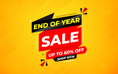 Fototapeta premium End of Year sale offer banner template. stock clearance background. end of year banner template design for web or social media, Sale special offer. abstract vector design.
