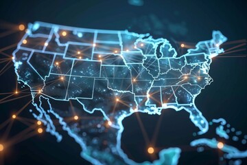 Digital map of america network connectivity created with generative ai