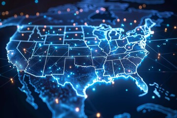 Digital map of america network connectivity created with generative ai