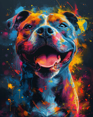 Dog vector art ready to print colorful graffiti illustration,  a cute dog