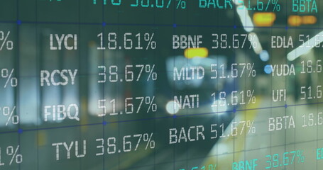 Obraz premium Image of financial data processing over train platform