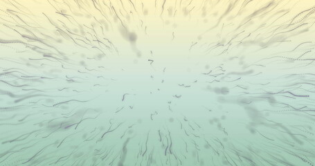 Image of purple trails moving and exploding on green background