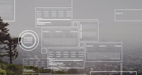 Image of data processing over cityscape