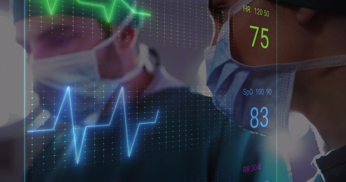 Image of data processing over dna strand - Powered by Adobe