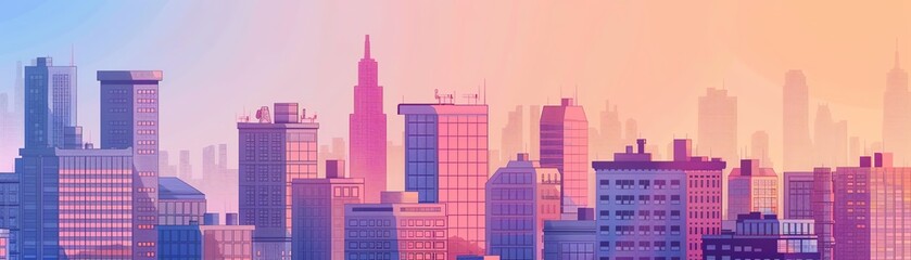 Citypop style flat design top view 80s theme animation Monochromatic Color Scheme