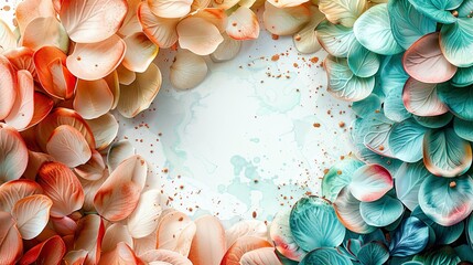 create a circle that is blank in the middle. The rim of the circle is made of mermain scales in pastel colors of sage, teal, pink, and cream.