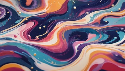 A painting of a flower with pink and blue colors