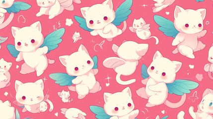 子猫の可愛いイラスト、コピースペース,テキスト用スペース,Generative AI,