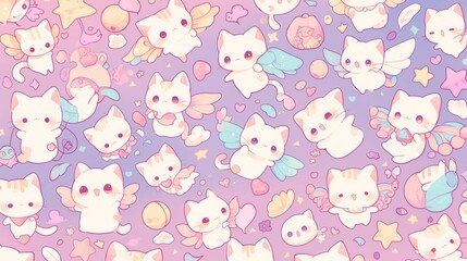 Cute illustration of a kitten, copy space, space for text, Generative AI,子猫の可愛いイラスト、コピースペース,テキスト用スペース,Generative AI,