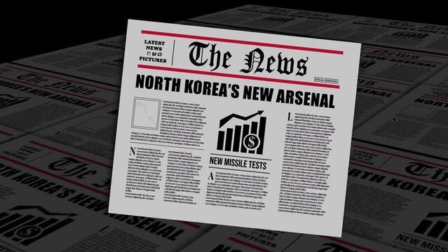 North Korea war newspaper motion graphics animation