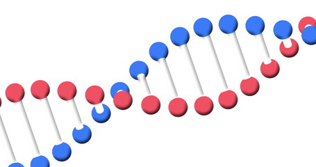 Image of 3d dna strand spinning over white background