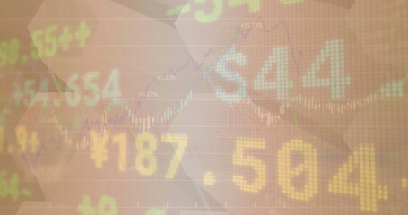 Image of financial data processing over dark background