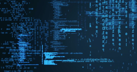 Image of digital data processing over dark background