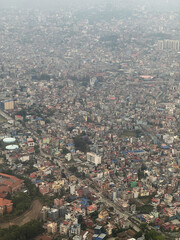 Fototapeta premium Aerial detail of Kathmandu, Nepal from an aeroplane