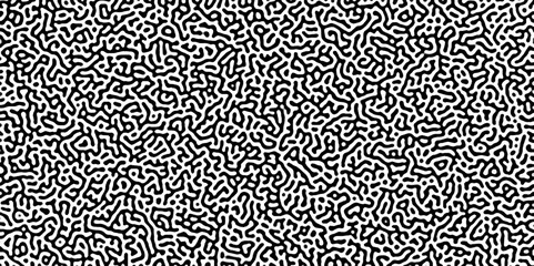 Monochrome Turing reaction background. .Linear design with biological shapes. Diffusion pattern with chaotic shapes. Abstract pattern. Turing organic wallpaper background Vector illustration.