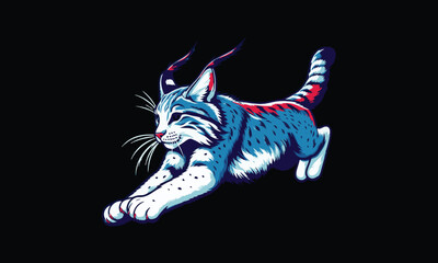 Bobcat jumping design logo 