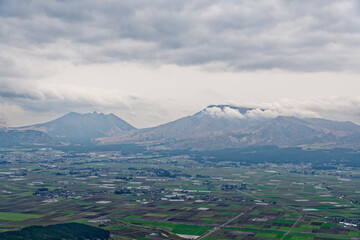 Fototapeta premium mount Aso caldera landscape in Kumamoto, Japan