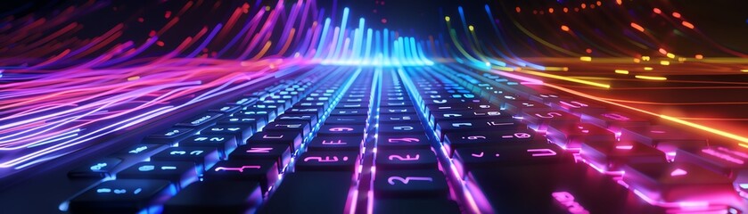 A 3Drendered keyboard under a black light