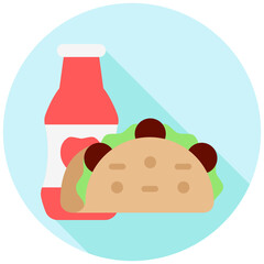 Taco rounded multi color icon, related to street food theme. use for modern concept, web and app development