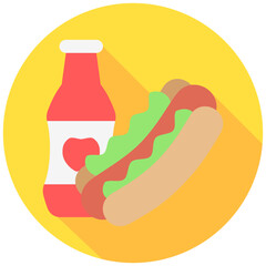 Hot dog rounded multi color icon, related to street food theme. use for modern concept, web and app development