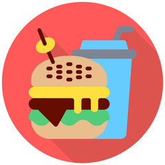 Burger rounded multi color icon, related to street food theme. use for modern concept, web and app development
