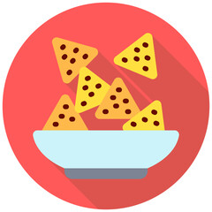 Nachos rounded multi color icon, related to street food theme. use for modern concept, web and app development
