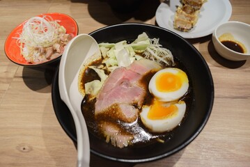 Japanese ramen noodle with boiled-egg and sliced pork