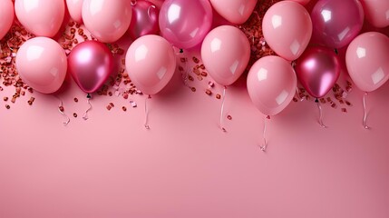 pink balloons on a pink background for banner or poster design