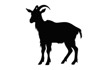 Mountain Goat black Silhouette Vector art, Goat Silhouette Clipart