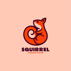 Vector Logo Illustration Squirrel Simple Mascot Style.