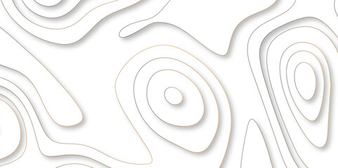 Abstract wavy line 3d paper cut white background with shadows. Abstract realistic papercut decoration textured with wavy layers. Topographic contour lines vector map seamless pattern vector.