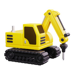 excavator 3d render icon