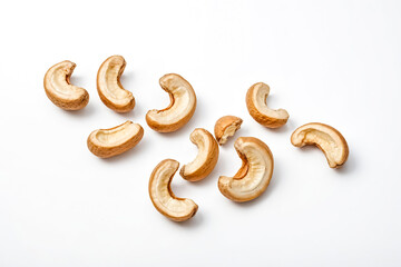 Cashew Nuts on White Background