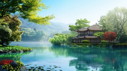 Obraz premium beautiful japanese landscape backgrounds