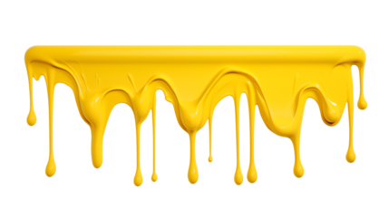 Drops of yellow paint on transparent background