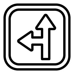 Go Straight or Left Traffic Sign Icon