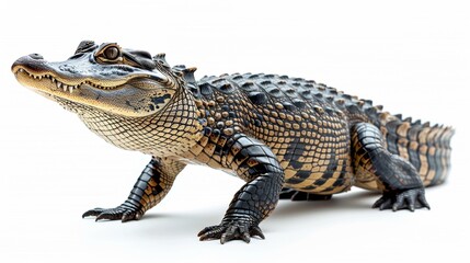 Naklejka premium Majestic Crocodile Portrait Symbolizing Wildlife Conservation in the Jungle Habitat
