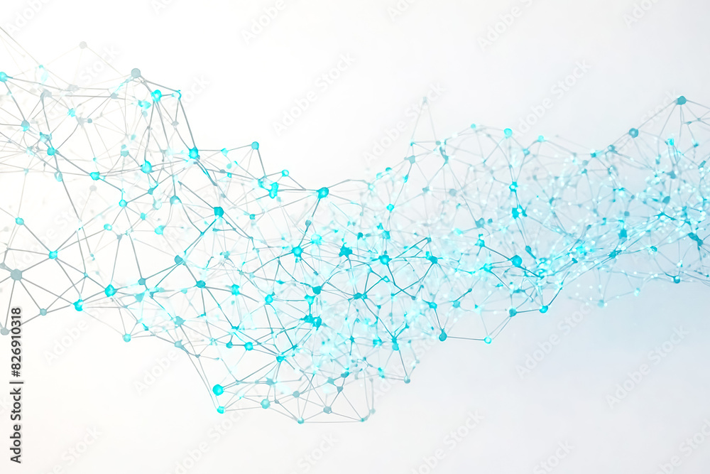 Wall mural a blue and white abstract background of connected lines forming a network. this image could be used 