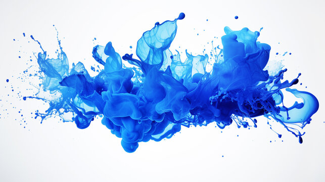 splash of blue liquid on white background